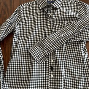 Faconnable Black & White Gingham Cotton Button-Down Shirt